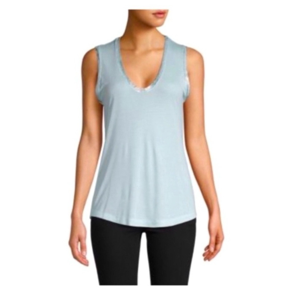 Zadig & Voltaire Tam Metallic Sleeveless Tank in Glacier Blue sz XS